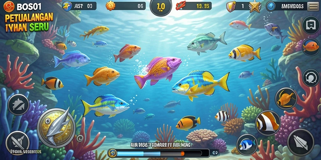 Gameplay seru dalam BOS01 menampilkan aksi menangkap ikan.