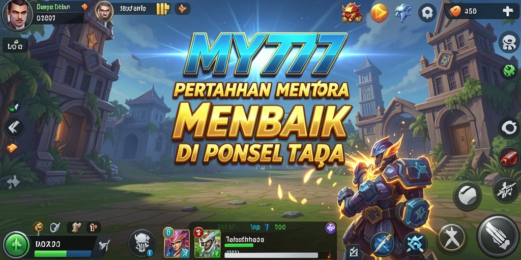 Tampilan gameplay MY777 menara pertahanan yang epik.