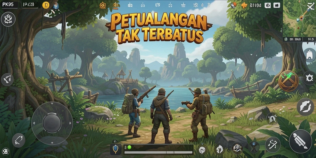 Gameplay PK95 yang menampilkan eksplorasi dunia terbuka yang menakjubkan.