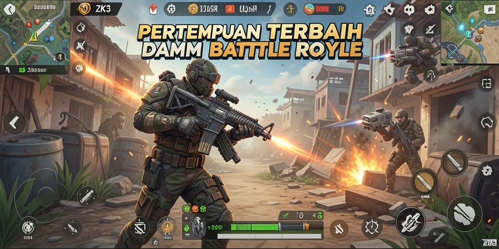 Gameplay Battle Royale ZK3 yang mendebarkan dengan aksi permainan yang intens.